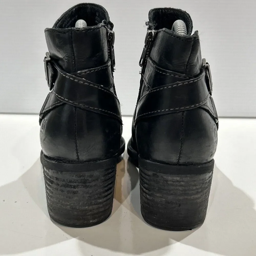 Born Moto Biker Style Comfort Sole Leather Boots Womens 8 M Ankle Zip